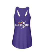 Load image into Gallery viewer, Hair We Share Logo Next Level Ladies Racerback Tank multiple colors sizes XS-2XL