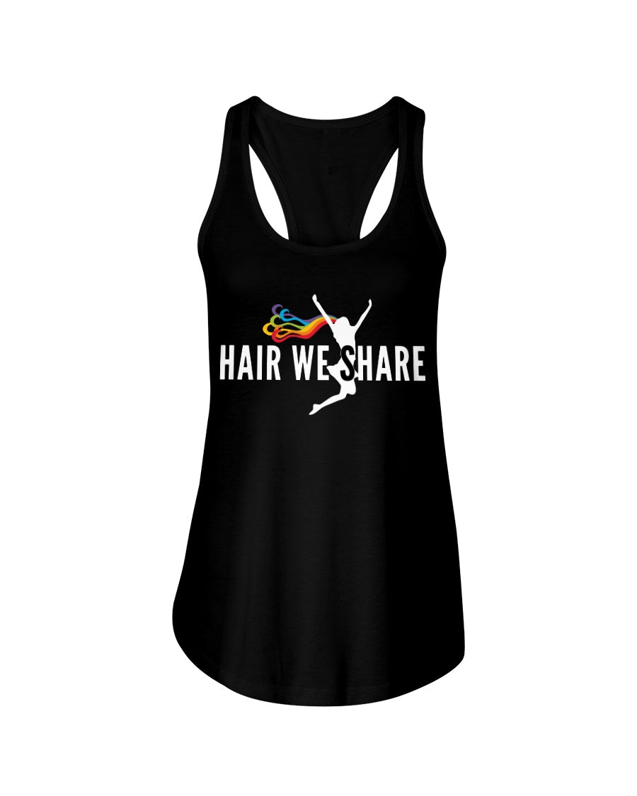 Hair We Share Logo Next Level Ladies Racerback Tank multiple colors sizes XS-2XL